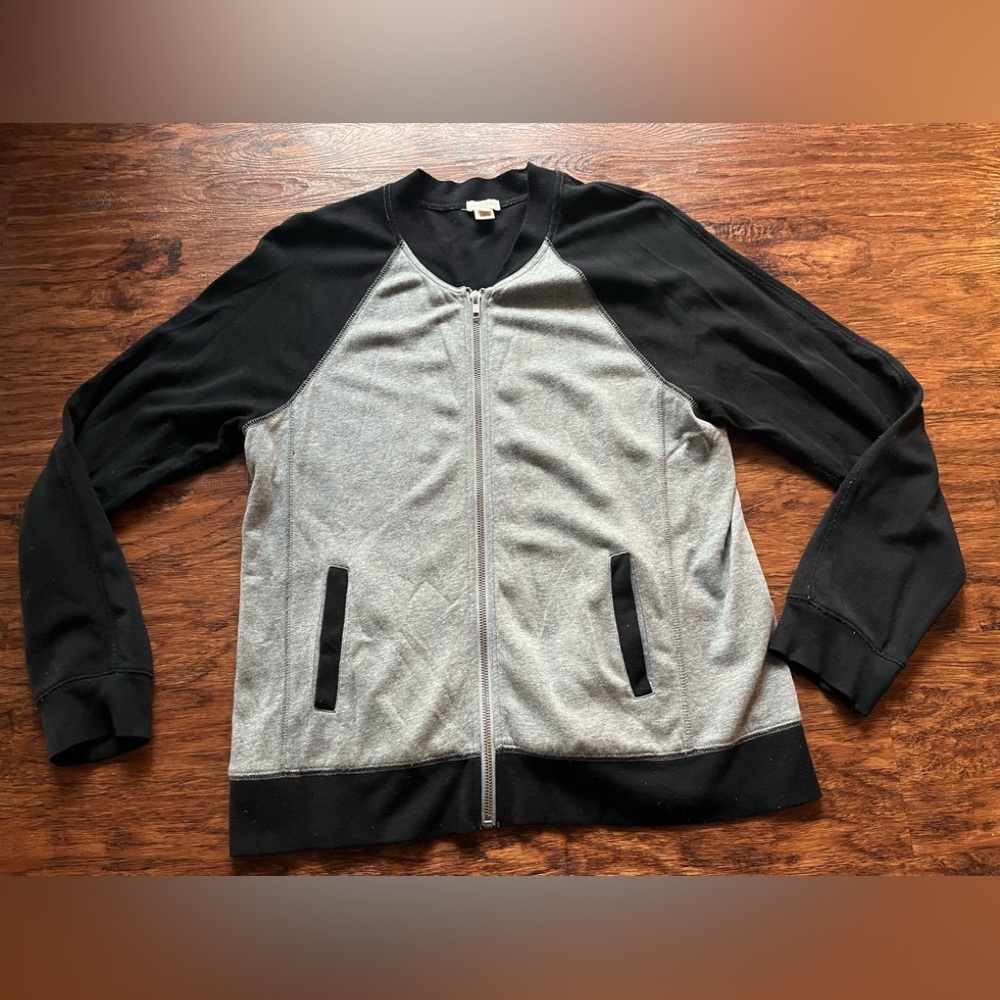 Black and Gray Zip-Up Jacket J. Crew size medium